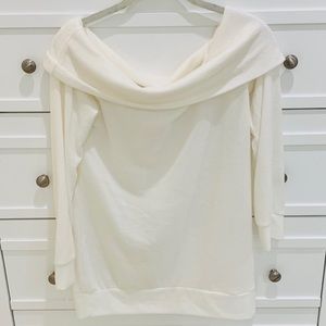 Off shoulder fold over sweater